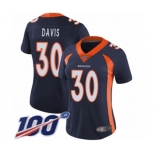 Women's Denver Broncos #30 Terrell Davis Navy Blue Alternate Vapor Untouchable Limited Player 100th Season Football Jersey