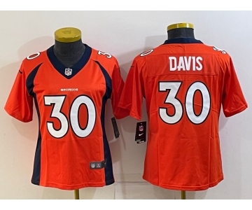 Women's Denver Broncos #30 Terrell Davis Orange 2022 Vapor Untouchable Stitched NFL Nike Limited Jersey