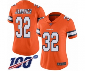 Women's Denver Broncos #32 Andy Janovich Limited Orange Rush Vapor Untouchable 100th Season Football Jersey