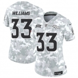 Women's Denver Broncos #33 Javonte Williams 2024 F.U.S.E Arctic Camo Salute To Service Limited Stitched Jers