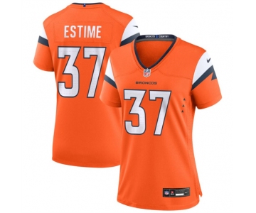 Women's Denver Broncos #37 Audric Estime Orange 2024 Football Stitched Jersey