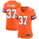 Women's Denver Broncos #37 Audric Estime Orange Mile High Collection 1977 Throwback Football Stitched Jersey