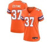 Women's Denver Broncos #37 Audric Estime Orange Mile High Collection 1977 Throwback Football Stitched Jersey