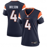 Women's Denver Broncos #4 Zach Wilson Navy 2024 Stitched Jersey