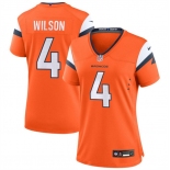 Women's Denver Broncos #4 Zach Wilson Orange 2024 Stitched Jersey