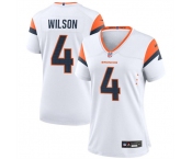 Women's Denver Broncos #4 Zach Wilson White 2024 Stitched Jersey