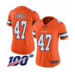 Women's Denver Broncos #47 Josey Jewell Limited Orange Rush Vapor Untouchable 100th Season Football Jersey