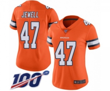 Women's Denver Broncos #47 Josey Jewell Limited Orange Rush Vapor Untouchable 100th Season Football Jersey