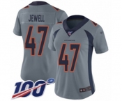 Women's Denver Broncos #47 Josey Jewell Limited Silver Inverted Legend 100th Season Football Jersey