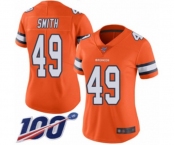 Women's Denver Broncos #49 Dennis Smith Limited Orange Rush Vapor Untouchable 100th Season Football Jersey