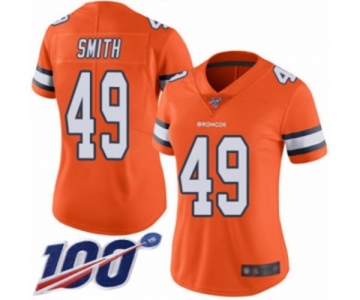 Women's Denver Broncos #49 Dennis Smith Limited Orange Rush Vapor Untouchable 100th Season Football Jersey