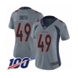 Women's Denver Broncos #49 Dennis Smith Limited Silver Inverted Legend 100th Season Football Jersey