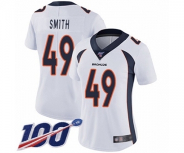 Women's Denver Broncos #49 Dennis Smith White Vapor Untouchable Limited Player 100th Season Football Jersey