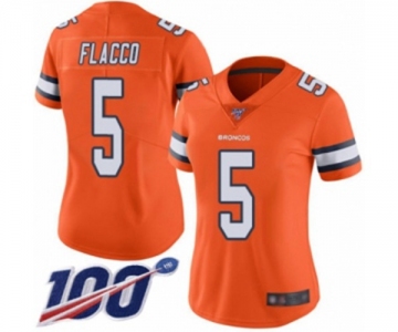 Women's Denver Broncos #5 Joe Flacco Limited Orange Rush Vapor Untouchable 100th Season Football Jersey