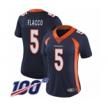 Women's Denver Broncos #5 Joe Flacco Navy Blue Alternate Vapor Untouchable Limited Player 100th Season Football Jersey