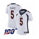 Women's Denver Broncos #5 Joe Flacco White Vapor Untouchable Limited Player 100th Season Football Jersey