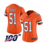 Women's Denver Broncos #51 Todd Davis Limited Orange Rush Vapor Untouchable 100th Season Football Jersey