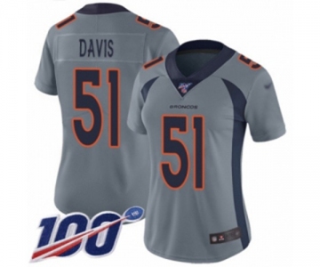 Women's Denver Broncos #51 Todd Davis Limited Silver Inverted Legend 100th Season Football Jersey