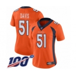 Women's Denver Broncos #51 Todd Davis Orange Team Color Vapor Untouchable Limited Player 100th Season Football Jersey