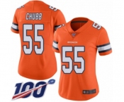 Women's Denver Broncos #55 Bradley Chubb Limited Orange Rush Vapor Untouchable 100th Season Football Jersey