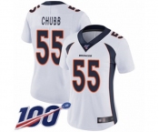 Women's Denver Broncos #55 Bradley Chubb White Vapor Untouchable Limited Player 100th Season Football Jersey