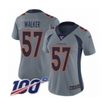 Women's Denver Broncos #57 Demarcus Walker Limited Silver Inverted Legend 100th Season Football Jersey