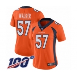 Women's Denver Broncos #57 Demarcus Walker Orange Team Color Vapor Untouchable Limited Player 100th Season Football Jersey