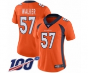 Women's Denver Broncos #57 Demarcus Walker Orange Team Color Vapor Untouchable Limited Player 100th Season Football Jersey