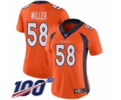 Women's Denver Broncos #58 Von Miller Orange Team Color Vapor Untouchable Limited Player 100th Season Football Jersey