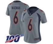 Women's Denver Broncos #6 Colby Wadman Limited Silver Inverted Legend 100th Season Football Jersey