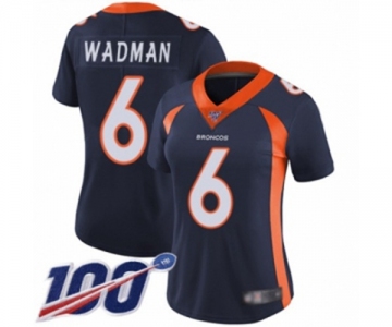 Women's Denver Broncos #6 Colby Wadman Navy Blue Alternate Vapor Untouchable Limited Player 100th Season Football Jersey