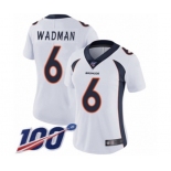 Women's Denver Broncos #6 Colby Wadman White Vapor Untouchable Limited Player 100th Season Football Jersey