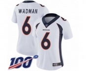 Women's Denver Broncos #6 Colby Wadman White Vapor Untouchable Limited Player 100th Season Football Jersey