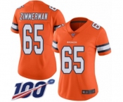 Women's Denver Broncos #65 Gary Zimmerman Limited Orange Rush Vapor Untouchable 100th Season Football Jersey