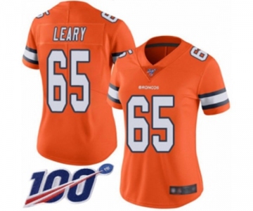 Women's Denver Broncos #65 Ronald Leary Limited Orange Rush Vapor Untouchable 100th Season Football Jersey