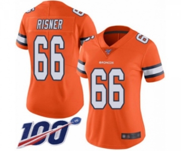 Women's Denver Broncos #66 Dalton Risner Limited Orange Rush Vapor Untouchable 100th Season Football Jersey