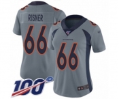 Women's Denver Broncos #66 Dalton Risner Limited Silver Inverted Legend 100th Season Football Jersey