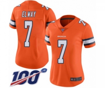 Women's Denver Broncos #7 John Elway Limited Orange Rush Vapor Untouchable 100th Season Football Jersey