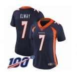 Women's Denver Broncos #7 John Elway Navy Blue Alternate Vapor Untouchable Limited Player 100th Season Football Jersey