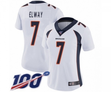 Women's Denver Broncos #7 John Elway White Vapor Untouchable Limited Player 100th Season Football Jersey