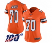 Women's Denver Broncos #70 Ja'Wuan James Limited Orange Rush Vapor Untouchable 100th Season Football Jersey