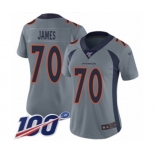 Women's Denver Broncos #70 Ja'Wuan James Limited Silver Inverted Legend 100th Season Football Jersey