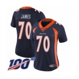 Women's Denver Broncos #70 Ja'Wuan James Navy Blue Alternate Vapor Untouchable Limited Player 100th Season Football Jersey