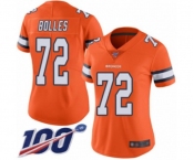 Women's Denver Broncos #72 Garett Bolles Limited Orange Rush Vapor Untouchable 100th Season Football Jersey