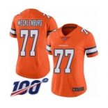 Women's Denver Broncos #77 Karl Mecklenburg Limited Orange Rush Vapor Untouchable 100th Season Football Jersey