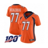 Women's Denver Broncos #77 Karl Mecklenburg Orange Team Color Vapor Untouchable Limited Player 100th Season Football Jersey