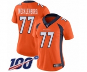 Women's Denver Broncos #77 Karl Mecklenburg Orange Team Color Vapor Untouchable Limited Player 100th Season Football Jersey