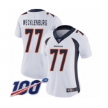 Women's Denver Broncos #77 Karl Mecklenburg White Vapor Untouchable Limited Player 100th Season Football Jersey