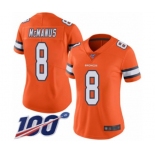 Women's Denver Broncos #8 Brandon McManus Limited Orange Rush Vapor Untouchable 100th Season Football Jersey