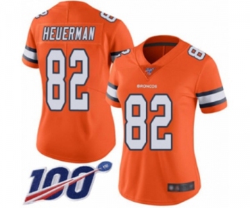 Women's Denver Broncos #82 Jeff Heuerman Limited Orange Rush Vapor Untouchable 100th Season Football Jersey